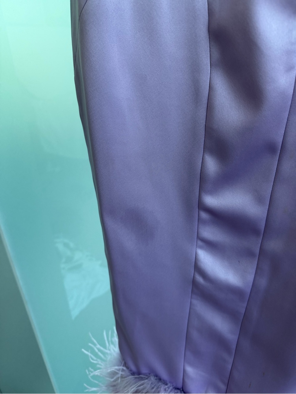 House of CB Helena Orchid Satin Feather Dress - Picture 5 of 8